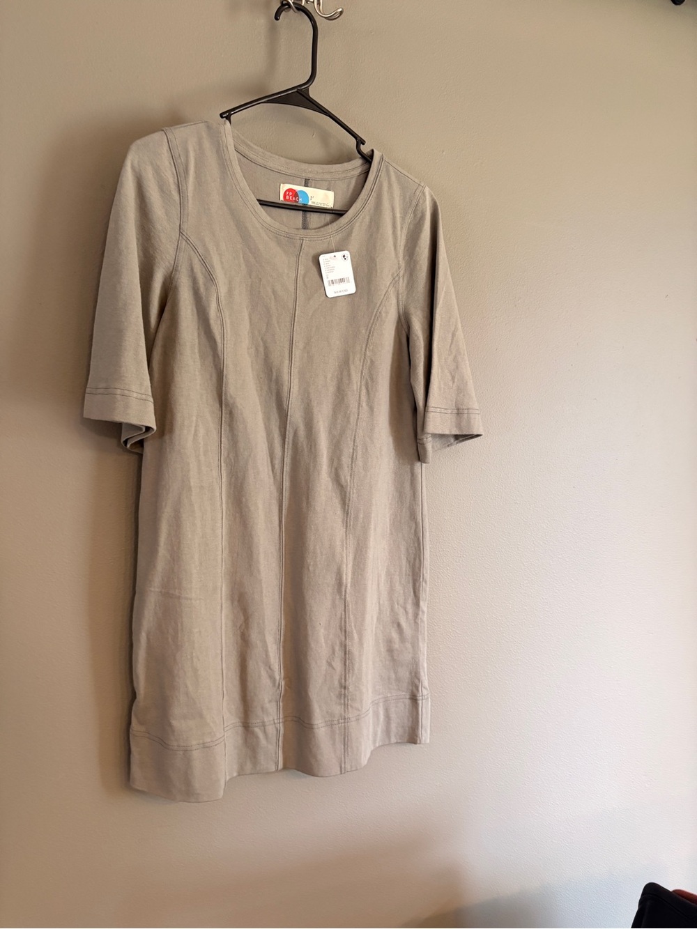 Free People Short-Sleeve Shift Dress - Taupe